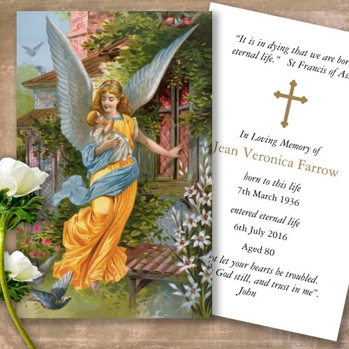 Funeral Loss Angel Dear Prayer Sympathy Card