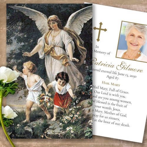 Funeral Loss Angel Photo Prayer Sympathy Cards