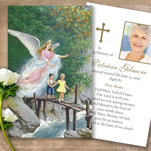 Funeral Loss Angel Protect Prayer Sympathy Cards