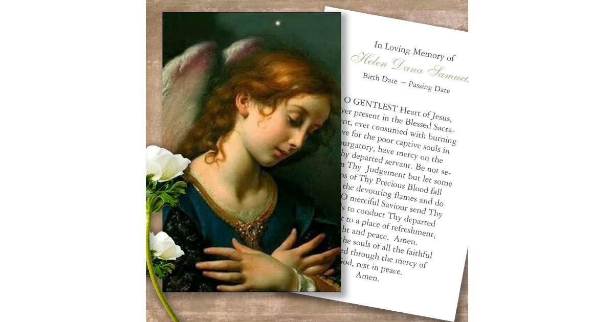 Funeral Loss Angels Memorial Prayer Sympathy Cards | Zazzle