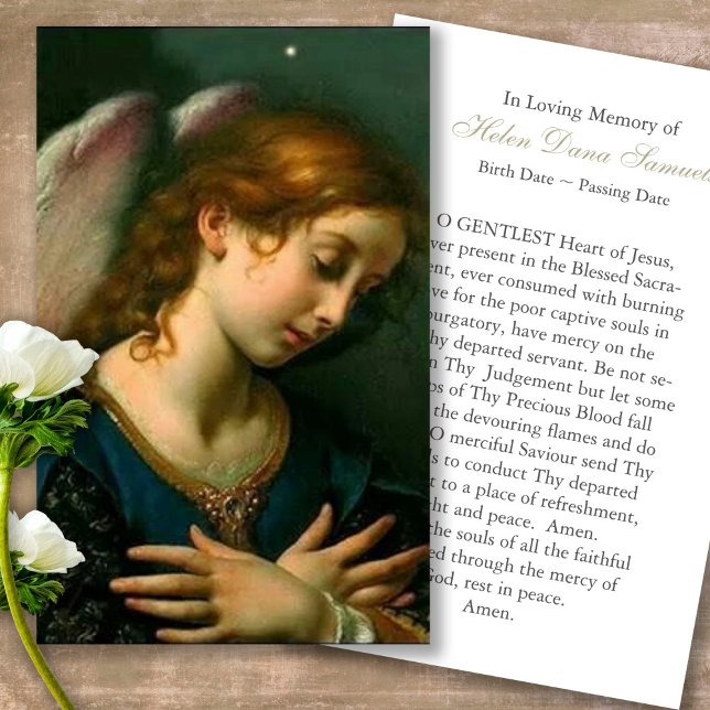 Funeral Loss Angels Memorial Prayer Sympathy Cards (Forever in our hearts, celebration of life, in loving memory of, prayer cards for bereavement)