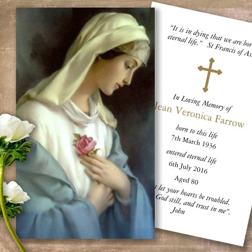 Funeral Loss Ave Maria Prayer Sympathy Cards