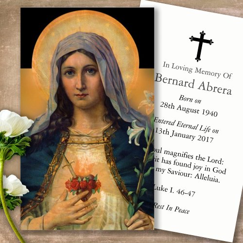Funeral Loss Blessed Mary Prayer Sympathy Cards