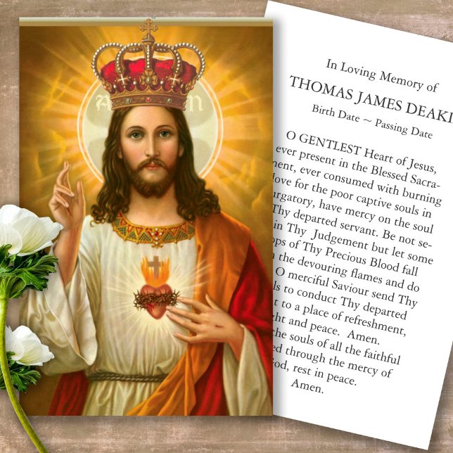Funeral Loss Christ Our King Prayer Sympathy Cards (catholic, religious, celebration of life, in loving memory of, prayer cards for bereavement)