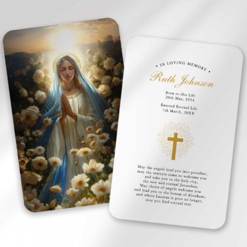 Funeral Loss Hail Mary Prayer Sympathy Card