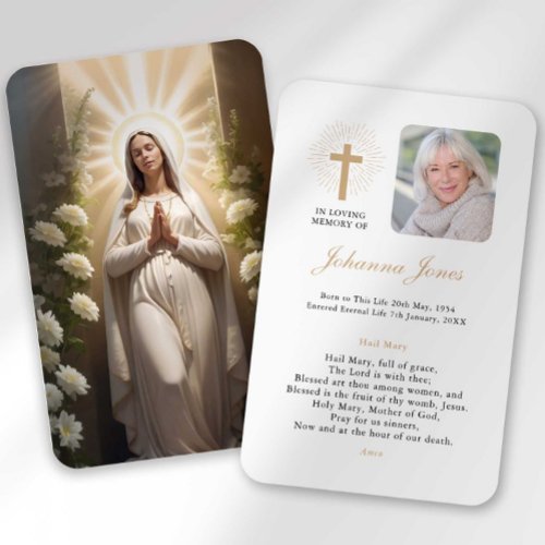 Funeral Loss Hail Mary Prayer Sympathy Card