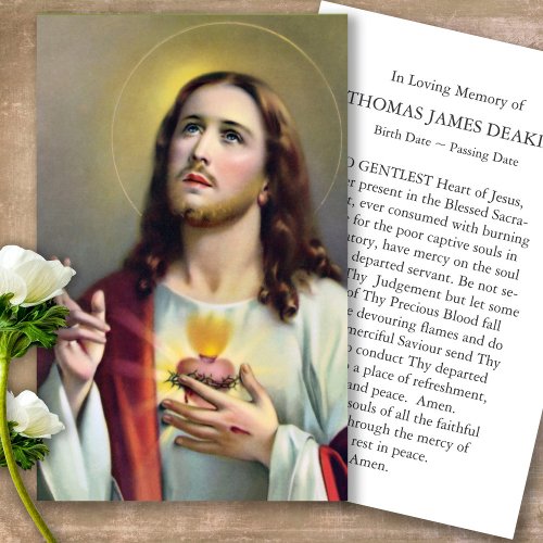 Funeral Loss Heart Jesus Prayer Sympathy Cards