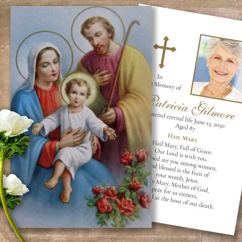 Funeral Loss Holy Family Prayer Sympathy Cards