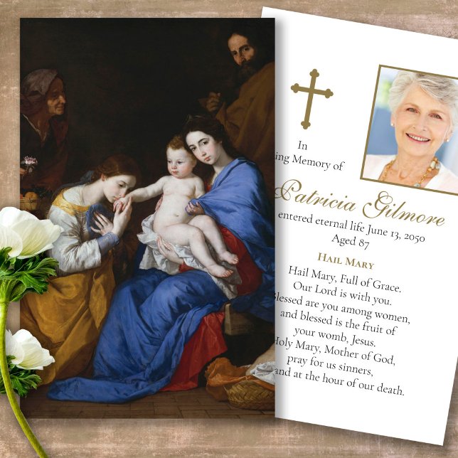 Funeral Loss Holy Family Prayer Sympathy Cards (catholic, religious, celebration of life, in loving memory of, prayer cards for bereavement)