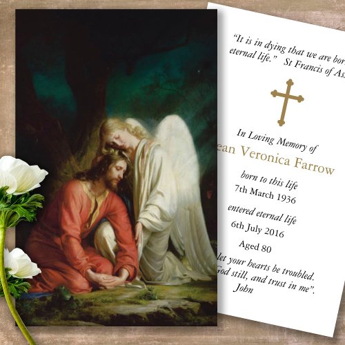 Funeral Loss Jesus  Angel Prayer Sympathy Cards
