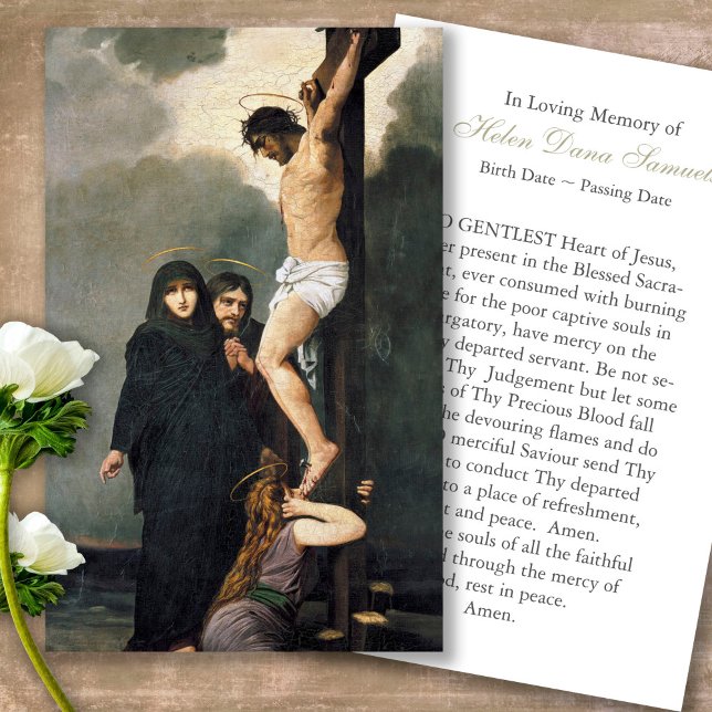 Funeral Loss Jesus Cross Prayer Sympathy Cards (catholic, religious, celebration of life, in loving memory of, prayer cards for bereavement)