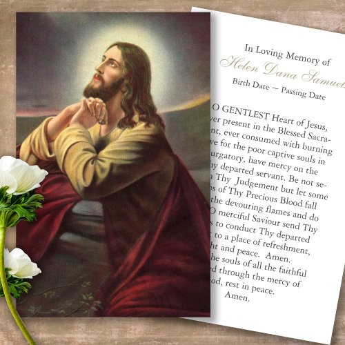 Funeral Loss Jesus Praying Prayer Sympathy Cards