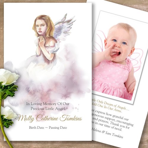 Funeral Loss Little Angel Prayer Sympathy Cards