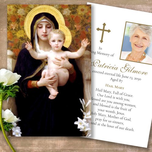 Funeral Loss Madonna Lilies Prayer Sympathy Cards