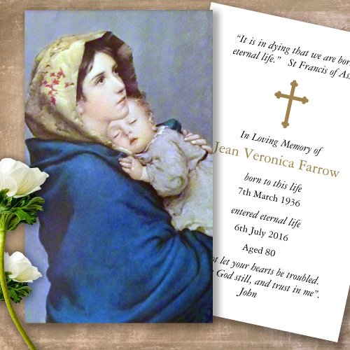 Funeral Loss Madonnina Prayer Sympathy Cards