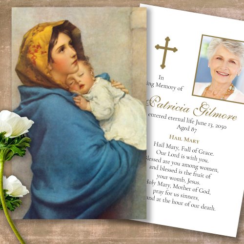 Funeral Loss Madonnina Prayer Sympathy Cards
