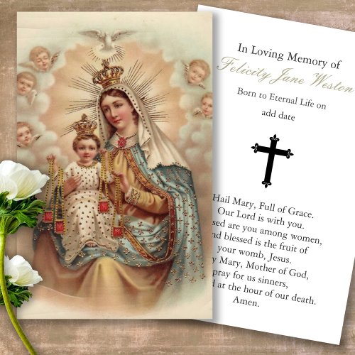 Funeral Loss Mary Memorial Prayer Sympathy Cards
