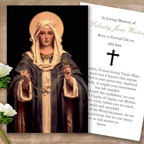 Funeral Loss Mary Rosary Prayer Sympathy Cards