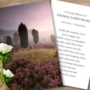 Funeral Loss Memorial Fields Prayer Sympathy Cards