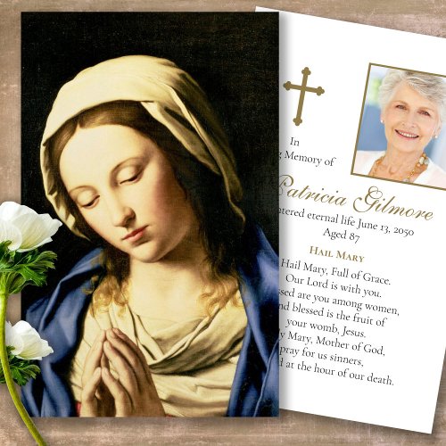 Funeral Loss Memorial Mary Prayer Sympathy Cards
