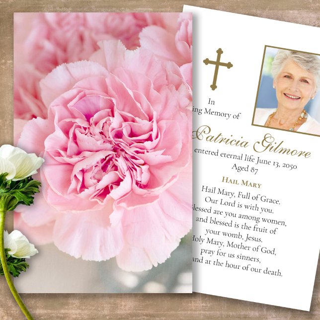 Funeral Loss Peony Memorial Prayer Sympathy Cards (Forever in our hearts, celebration of life, in loving memory of, prayer cards for bereavement)