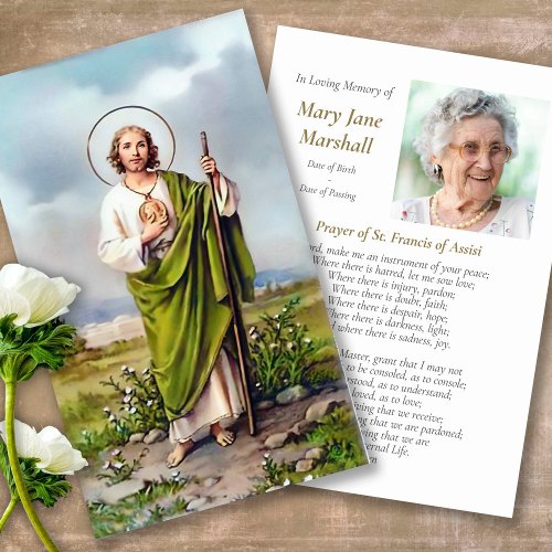 Funeral Loss Photo St Jude Prayer Sympathy Cards