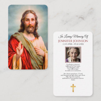 Funeral Loss Prayer Card Memorial Jesus Blessing