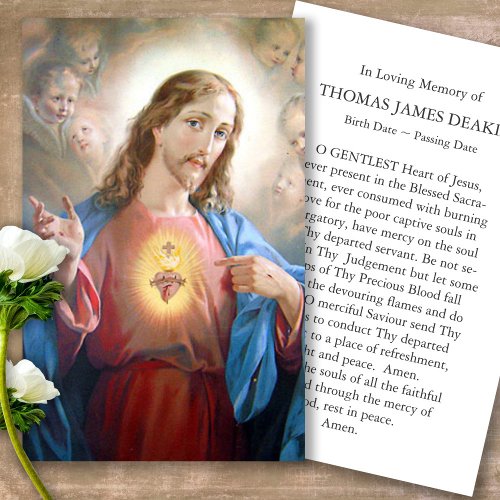 Funeral Loss Sacred Heart Prayer Sympathy Cards