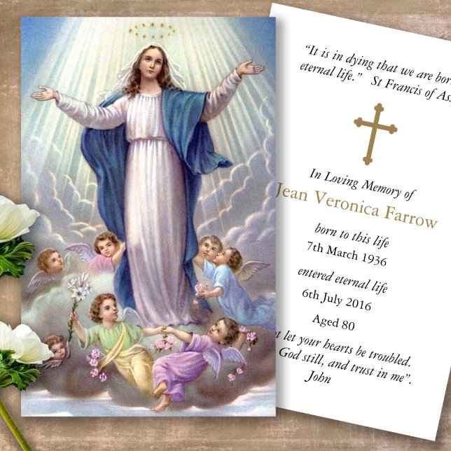 Funeral Loss Secret Rosary Prayer Sympathy Cards (catholic, religious, celebration of life, in loving memory of, prayer cards for bereavement)