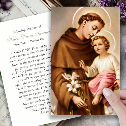 Funeral Loss St Anthony Prayer Sympathy Cards