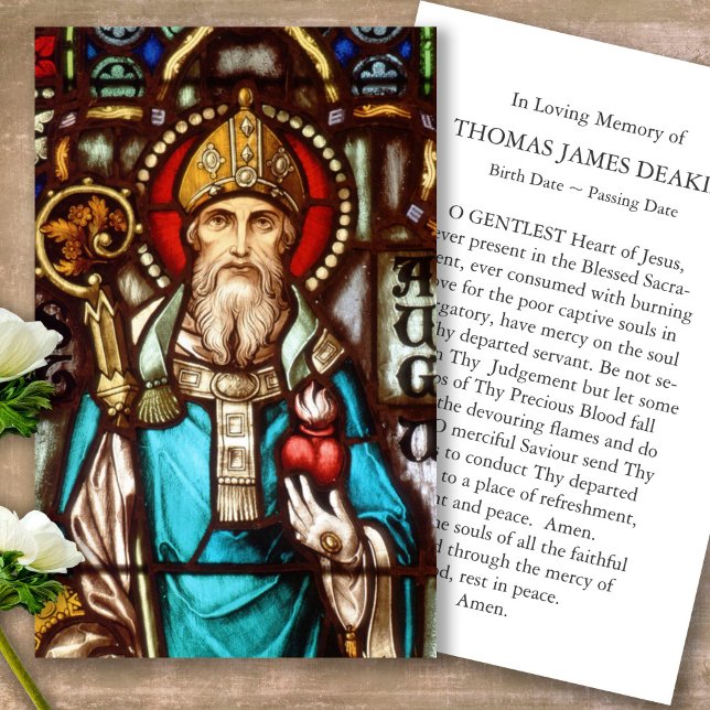 Funeral Loss St Augustine Prayer Sympathy Cards (catholic, religious, celebration of life, in loving memory of, prayer cards for bereavement)