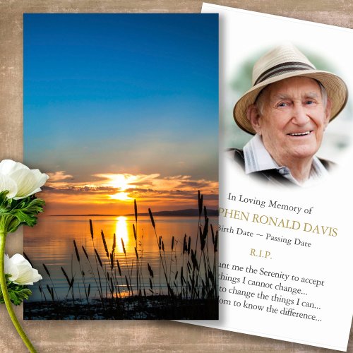 Funeral Loss Sunset Reeds Prayer Sympathy Cards