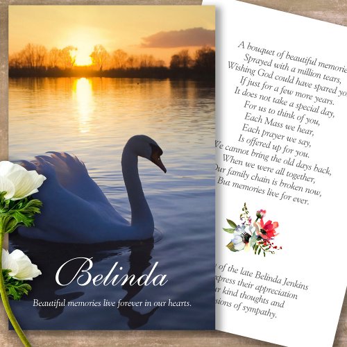 Funeral Loss Sunset Swan Prayer Sympathy Cards