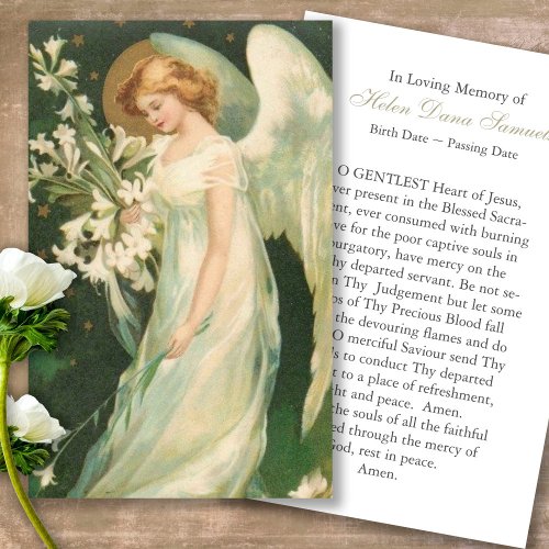Funeral Loss Vintage Angel Prayer Sympathy Cards