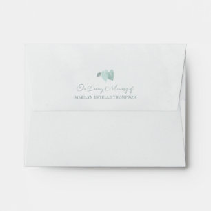 Funeral LOVING MEMORY Watercolor Green Leaves Envelope