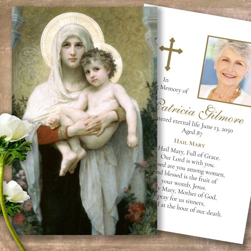 Funeral Madonna of the Roses Prayer Sympathy Cards