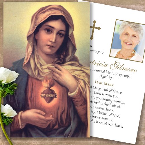 Funeral Mary Sacred Heart Prayer Sympathy Cards