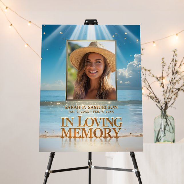 Funeral Mass Service Prayer Photo Beach Sign (In Situ (Stand))