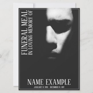 Funeral Meal Card - A sleeping face in half shadow