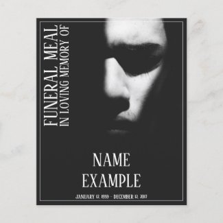 Funeral Meal Card - A sleeping face in half shadow