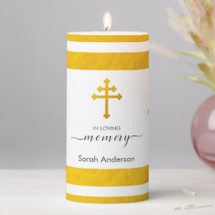 Funeral, Memmorial Candle & gold Lorraine Cross