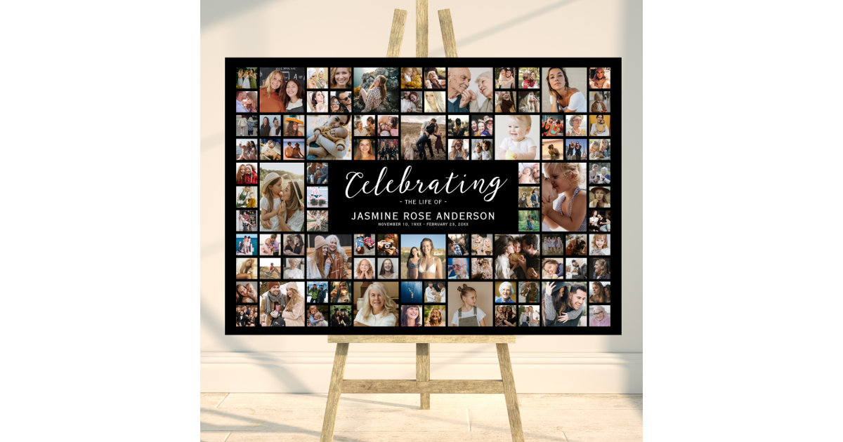 Celebration of Life Welcome Sign Custom Photo Collage, Funeral Welcome  Sign, Minimalistic Funeral Collage, Memorial Sign, Celebrating The Life of
