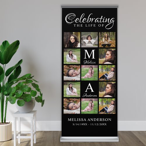 Funeral Memorial 13 Photo Collage Celebration Life Retractable Banner