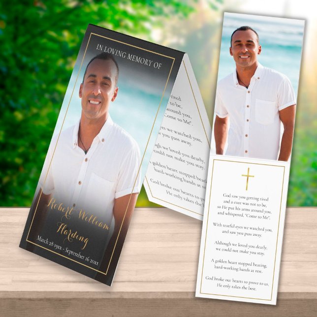 Funeral Memorial 2 Photos Folded Prayer Cards (Creator Uploaded)