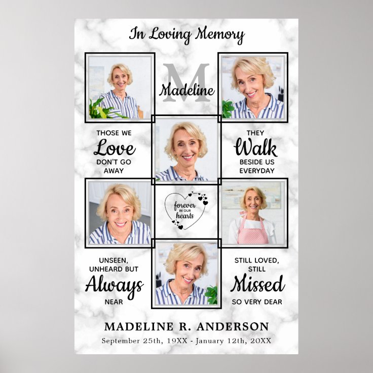 Funeral Memorial 6 Photo Collage In Loving Memory Poster | Zazzle