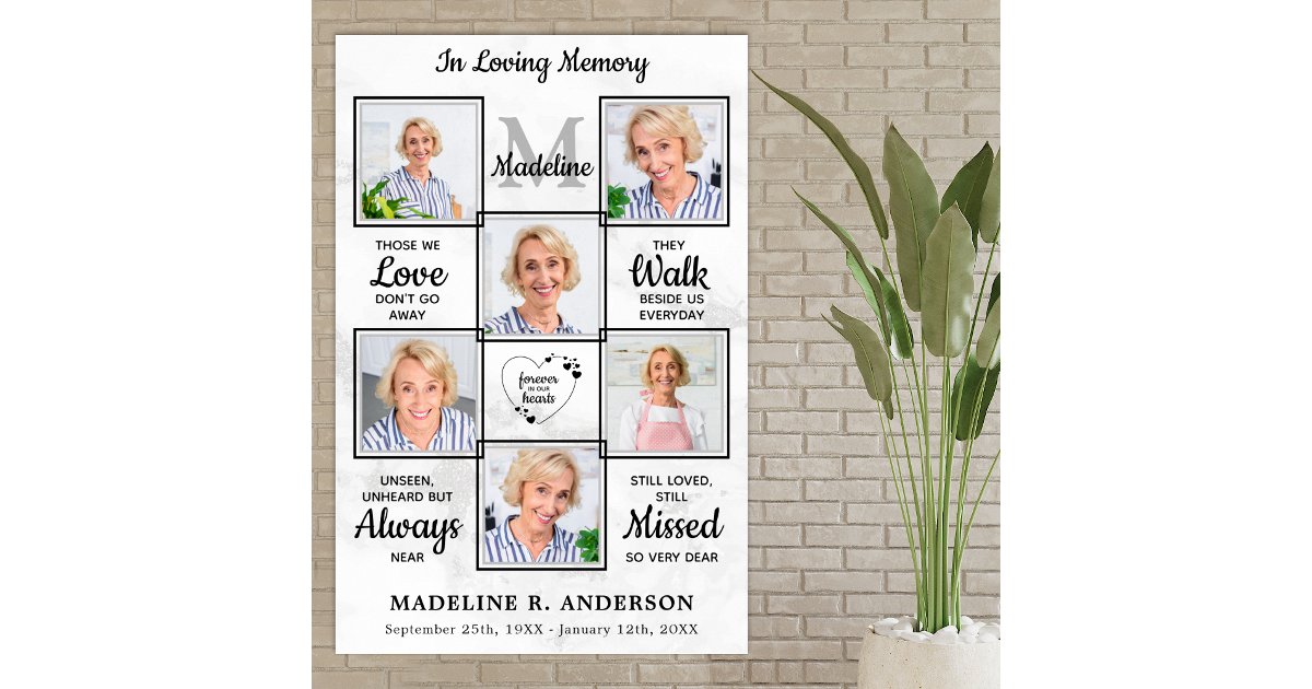 Funeral Memorial 6 Photo Collage In Loving Memory Poster | Zazzle