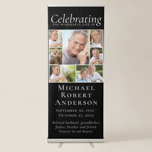 Funeral Memorial 7 Photo Collage Retractable Banner