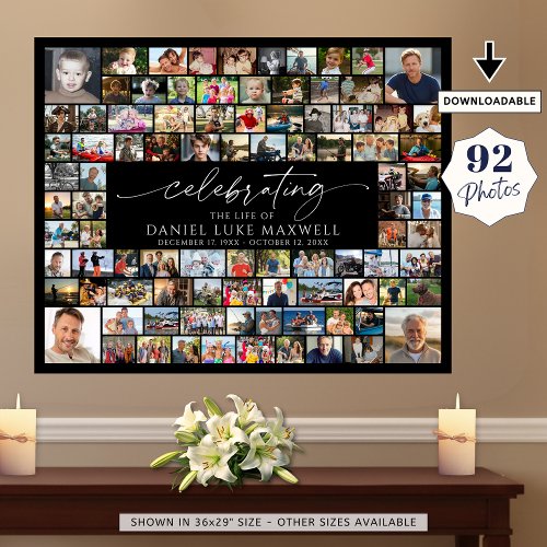 Funeral Memorial 92 Photo Collage Celebrating Life
