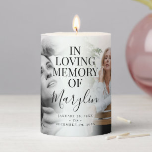 Funeral Memorial Before & After Photo Pillar Candle