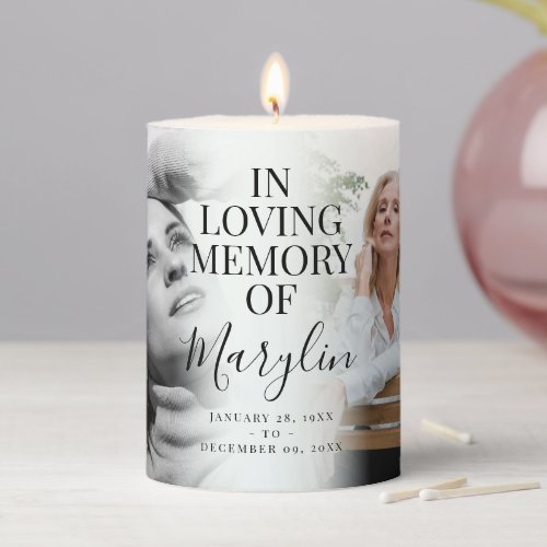 Funeral Memorial Before  After Photo Pillar Candle